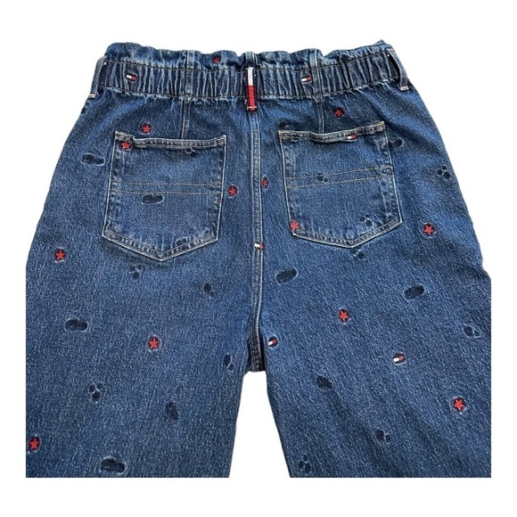 Tommy Hilfiger High Rise Paper Bag Style Mom Jeans With  Embroidery - Size 14 - Picture 4 of 16
